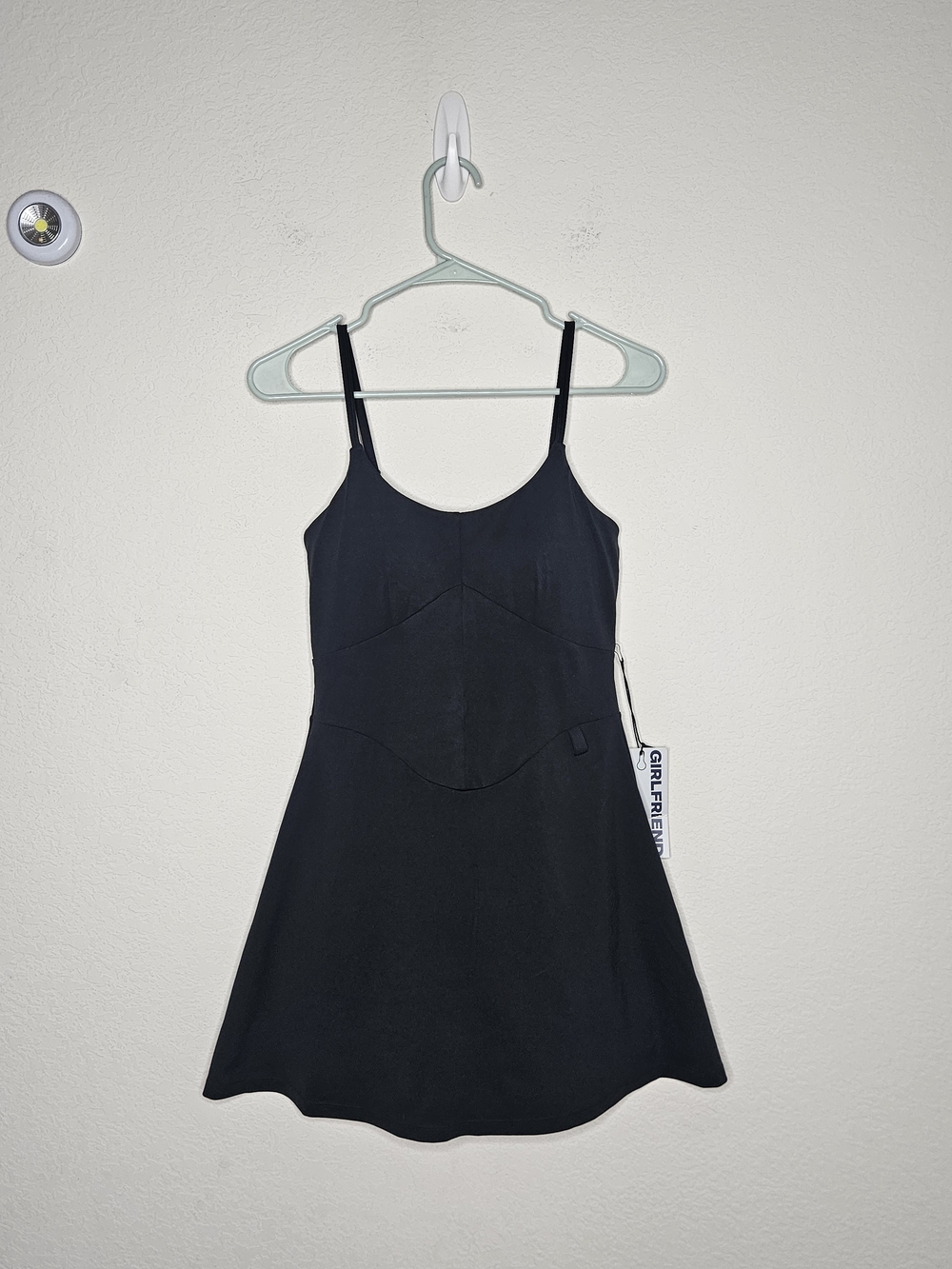 Girlfriend Collective Black Workout Mini Dress Built In Shorts Size S NWT Fitted